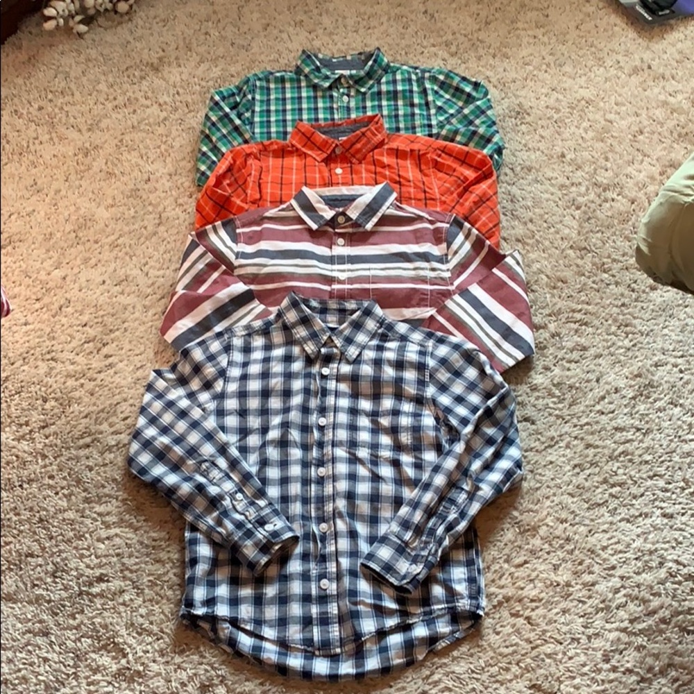 4 size 7/8 long sleeve button up boy shirts